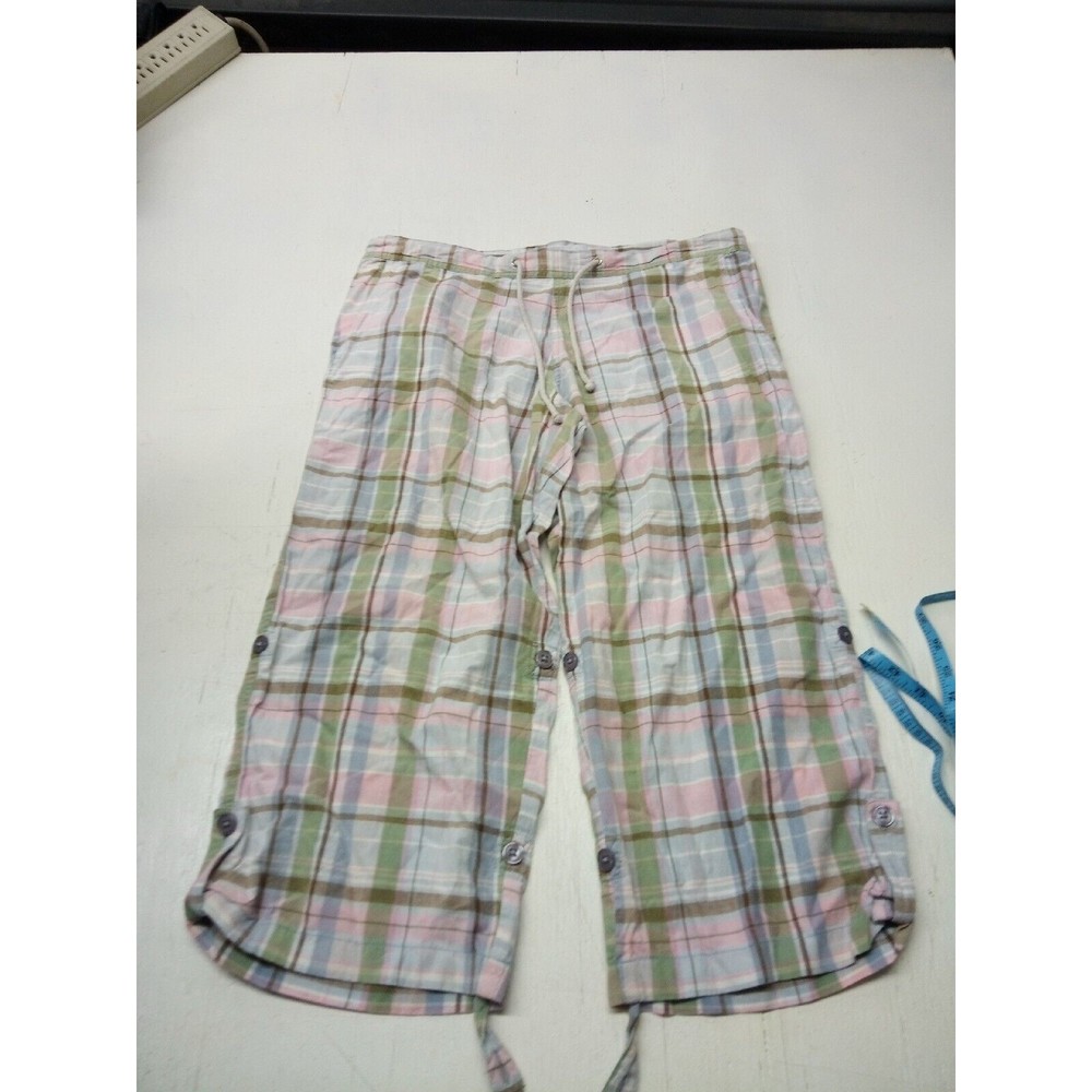 Ouray Sportswear Pastel Plaid Drawstring Pants Multicolor Capri